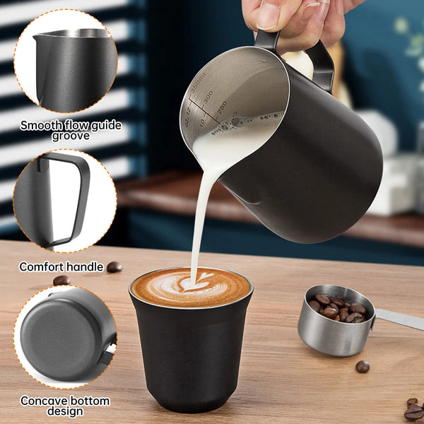 Olla para espumar leche y café de acero inoxidable para café con leche y vapor, cafetera barista…